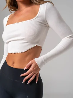 Women Ryderwear Tops | Bow Ribbed ong eeve Crop