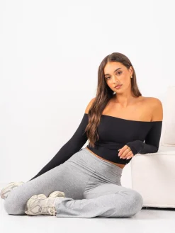 Women Ryderwear Tops | Ribbed Off houder ong eeve Top