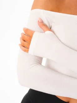 Women Ryderwear Tops | Ribbed Off houder ong eeve Top